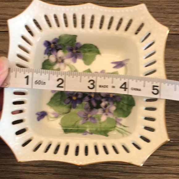 Vintage hand painted floral bowls keepsake what not dishes two signed R Allen - Picture 2 of 14
